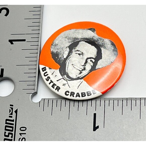 Vintage Buster Crabbe Pin Old Western Cowboy Pinback Button Movie Star - Picture 3 of 5
